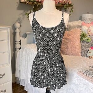 Romper black white print gauzy